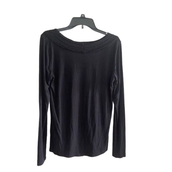 Adrienne Vittadini  BLACK embellished swoop KNIT neck top LARGE - Picture 3 of 8